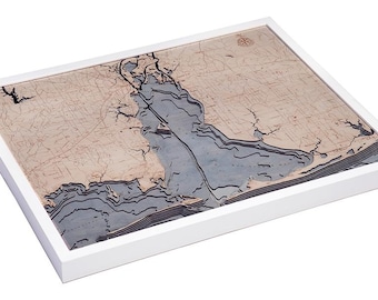 Mobile, Alabama Wood Carved Topographical Depth Chart / Map - 2 Frame Options