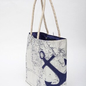 Great Lakes Sail Bag Tote | Nautical Canvas Beach Bag with Rope Handle and Anchor Closure | Great Lakes Gift 画像 2