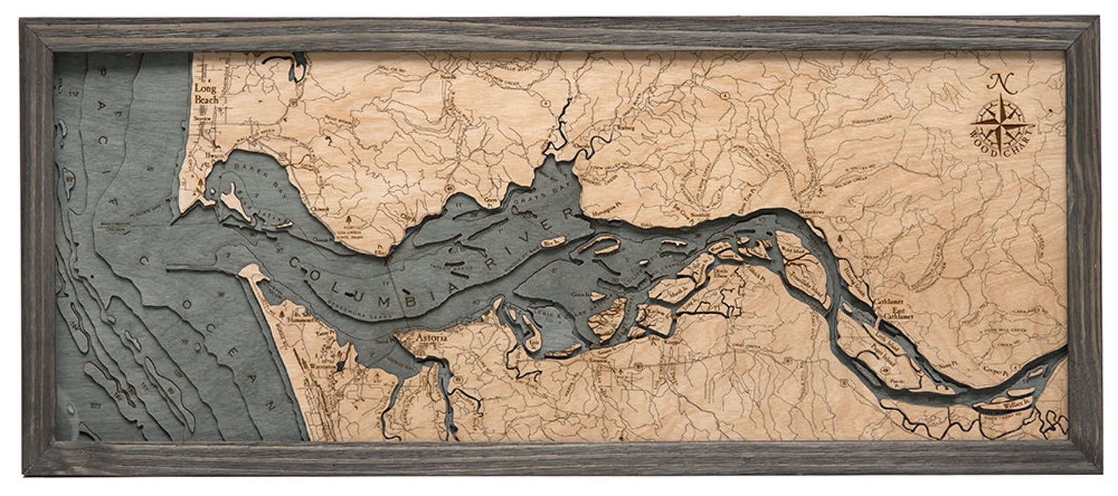 Columbia River Mouth OR Wood Carved Topographic Depth Chart / Etsy