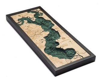 Lake Houston, Texas Wood Carved Topographic Depth Chart / Map