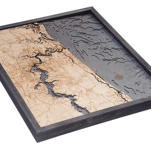 Carte/carte de profondeur topographique en bois sculpté de Jacksonville, Floride