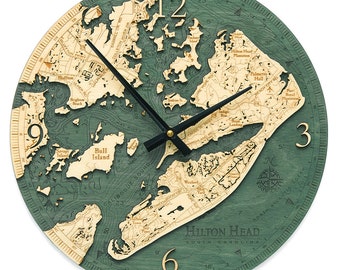 Hilton Head Wood Carved Clock