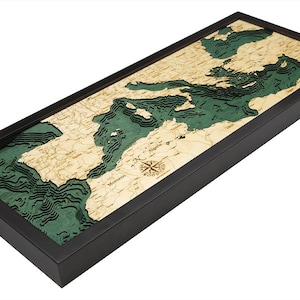 Carte/carte de profondeur topographique en bois sculpté de la mer Méditerranée