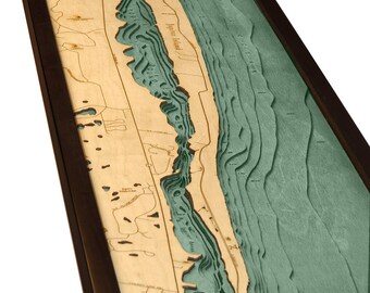 Jupiter Island Wood Carved Topographic Depth Chart / Map
