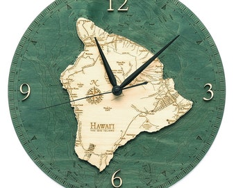 Hawaii - The Big Island Wood Carved Clock