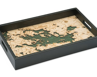 Lake Winnipesaukee Wooden Topographical Serving Tray