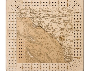 LA to San Diego Topographic Cribbage Board