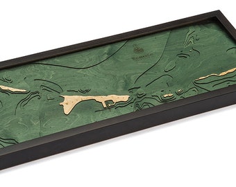 Walker Cay Wood Carved Topographic Depth Chart / Map