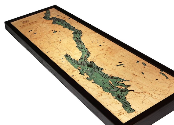 Lake George Ny Wood Carved Topographic Depth Chart Map - 
