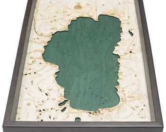 Lake Tahoe Wooden Topographical Serving Tray