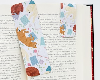Reading Dogs Bookmarks | Matte Laminated Hand Drawn Design Bookmark (Regular or Magnetic)