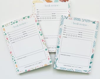 Book Review Notepad | 50 Page Book Review Pad, Reading Journal Notepad, Book Tracker, Reader Gift, Book Lover Stationery