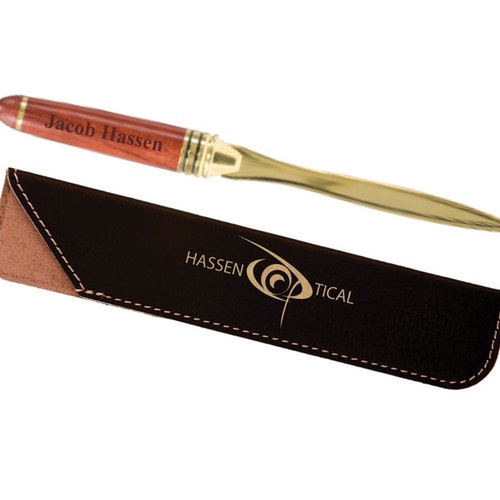 Deluxe Personalized Letter Opener Engraved Wood and Brass Etsy