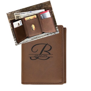 Personalized Leatherette Wallet with Laser Engraving - Christmas Gift For Him
