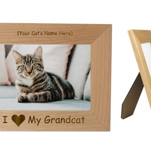 I Love My Grandcat 4" x 6" Picture Frame Personalized Photo (Engraved As You Like)