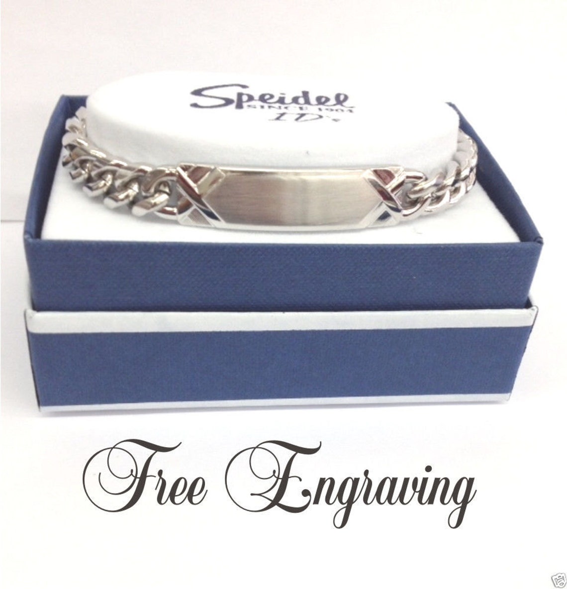 Personalized Mens ID Bracelet Speidel Silver Plated Custom Etsy
