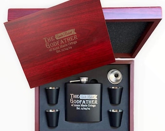 Godfather Proposal Gift, Personalized Flask Set, Custom Options