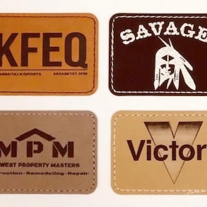 Rectangle Leatherette Patch, Custom Leather Patch, Single Patch Choice from 4 colors, 3&quot; x 2&quot; Leather Patch With Adhesive
