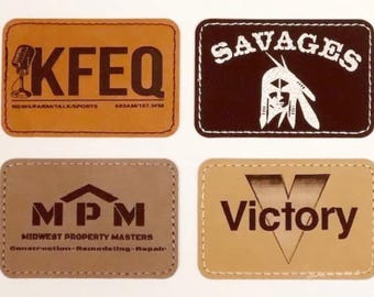Custom Rectangle Leatherette Patch: Laser Engraved, Adhesive Back (3" x 2")
