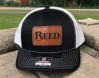 Personalized Leather Patch Trucker Hat - Custom Logo