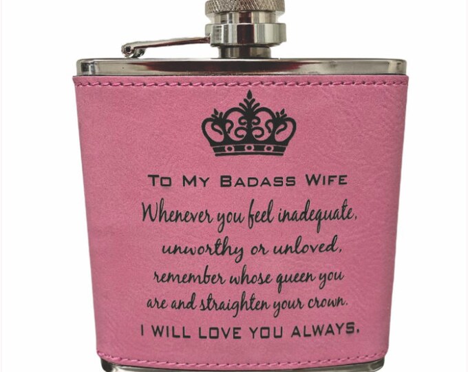 For my badass wife gift, my badass wife pink flask, gift for wife, gift for her