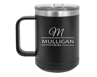 Personalized Insulated Coffee Mug: Engraved Stainless Steel Travel Mug