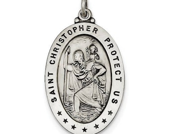 St. Christopher Medal, Sterling Silver Pendent Only, Personalized St Christopher. Gift For Him, Gift For Boyfriend