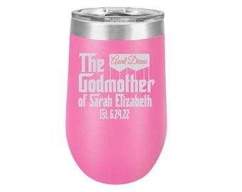 Godmother Gift Proposal - 16 oz. Stemless Wine Tumbler - Godmother Gift - Personalized Gift
