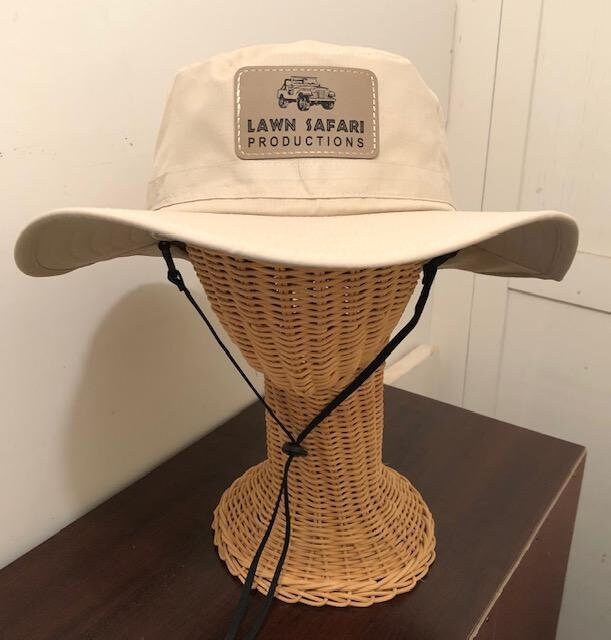 Custom Leather Patch Safari Hat, Wide Brim Hat, Laser Engraved Leather