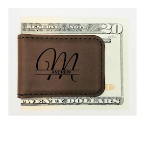 Custom Engraved Leatherette Magnetic Money Clip – Groomsman Gift