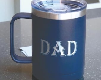 Custom Engraved Insulated Coffee Mug: 15oz Stainless Steel Travel Mug