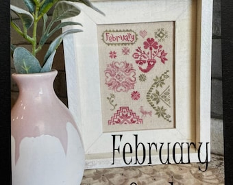 FEBRUARY QUAKER / Monthly Series From the Heart Needleart by Wendy / Cross Stitch Chart and/OR Thread set