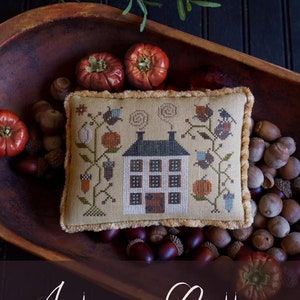 Plum Street Samplers / AUTUMN COTTAGE / cross stitch chart / pattern only