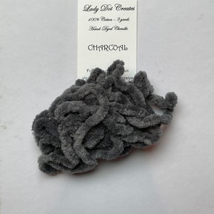 Lady Dot Creates/ CHARCOAL /Hand Dyed Cotton Chenille Trim/ Embellishments / Finishing / Craft project trim