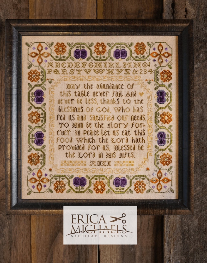 ABUNDANT TABLE / Linen / Erica Michaels /cross Stitch Chart / Pattern