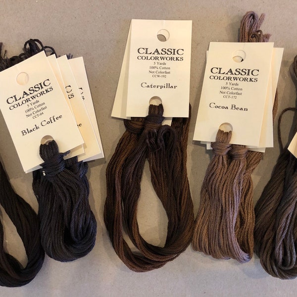 Classic Colorworks / Dark Browns / Floss / cross stitch / embroidery / Needlework threads