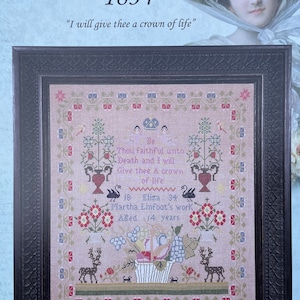 Eliza Martha Linfoot 1834 / Hands Across the Sea Samplers / cross stitch chart / pattern only