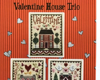 Waxing Moon Designs / VALENTINE House Trio/ cross stitch chart / cross stitch pattern / pattern only