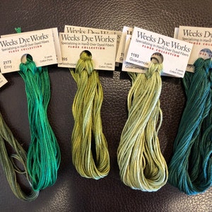 Weeks Dye Works / Greens, A to M / Floss / cross stitch / embroidery / Needlework threads / Garrison Green