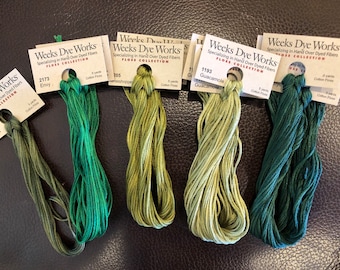 Weeks Dye Works / Greens, A to M / Floss / cross stitch / embroidery / Needlework threads / Garrison Green