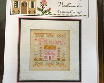 Country Cottage Needleworks/ Cottage of the Month/ February / cross stitch chart / counted cross stitch pattern