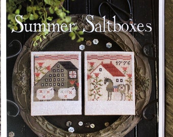 Plum Street Samplers / SUMMER Saltboxes /  cross stitch chart / cross stitch pattern / pattern only
