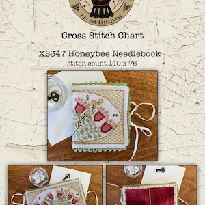 Honeybee Needlebook / Teresa Kogut / cross stitch chart / counted cross stitch pattern / pattern only