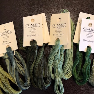 Classic Colorworks / Greens, A to M / Floss / cross stitch / embroidery /threads