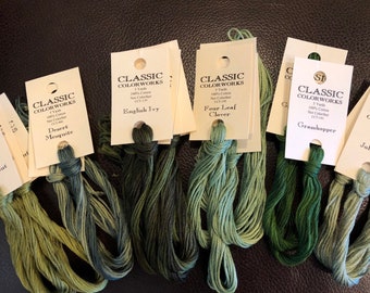 Classic Colorworks / Greens, A to M / Floss / cross stitch / embroidery /threads