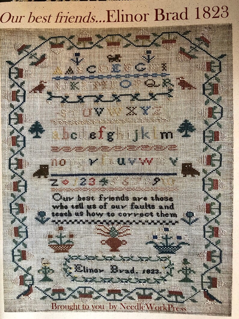 ELINOR BRAD 1823 / Needlework Press / cross stitch chart / Etsy