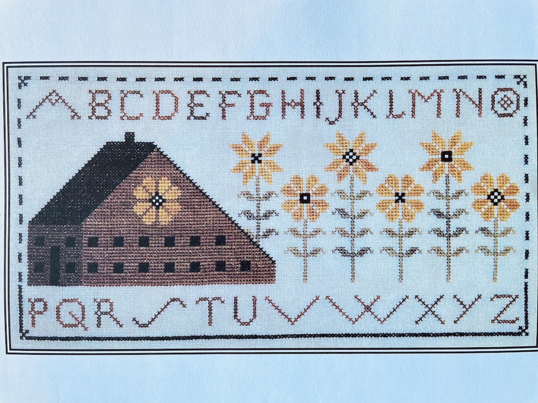SALTBOX SUNFLOWERS Sampler/ Artful Offerings / Cross Stitch Chart