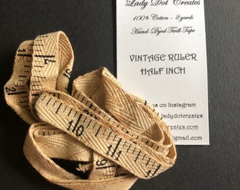 1/2” VINTAGE RULER Plain and School Bus Yellow / Twill Seam Bias Tape / Embellishments / Finishing / Craft project trim