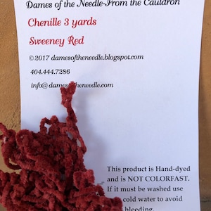 Sweeney Red Tiny Chenille / Dames of the Needle/ Embellishments / Finishing / Craft project trim
