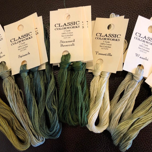 Classic Colorworks / Greens, N to Z / Overdyed Threads / Floss / cross stitch / embroidery / Needlework threads